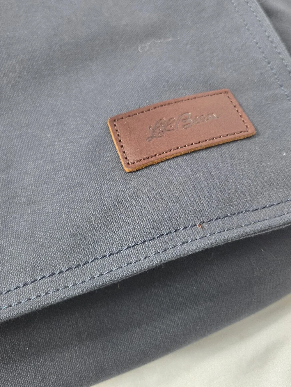 LL Bean Gray Canvas Messenger Bag with Adjustable Strap